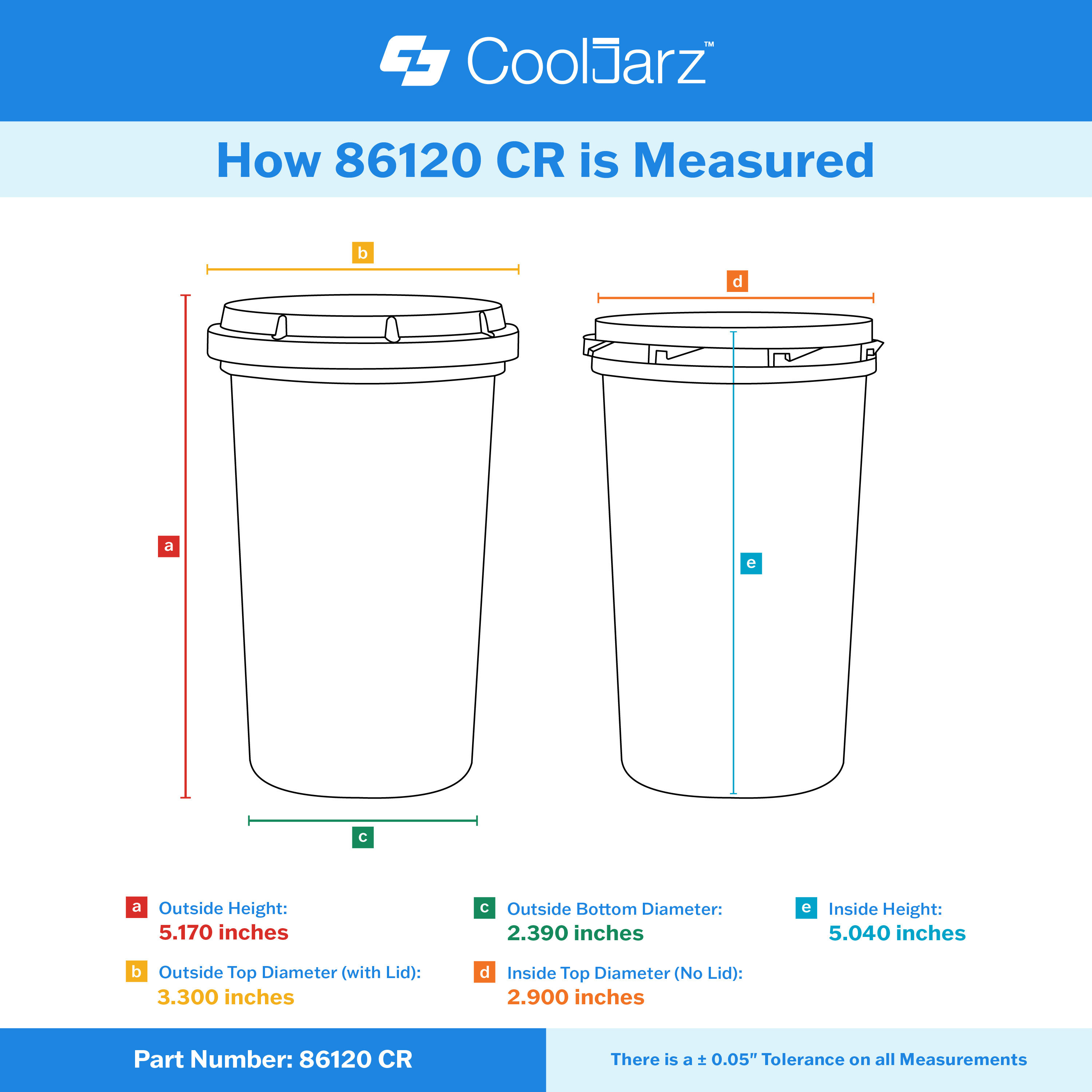 Container dimensions and sizing diagram