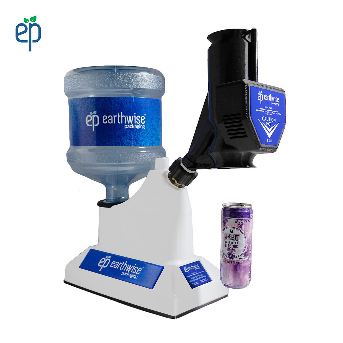 SST shrink sleeve machine with beverage can steam head attachment applying a shrink sleeve label to a can