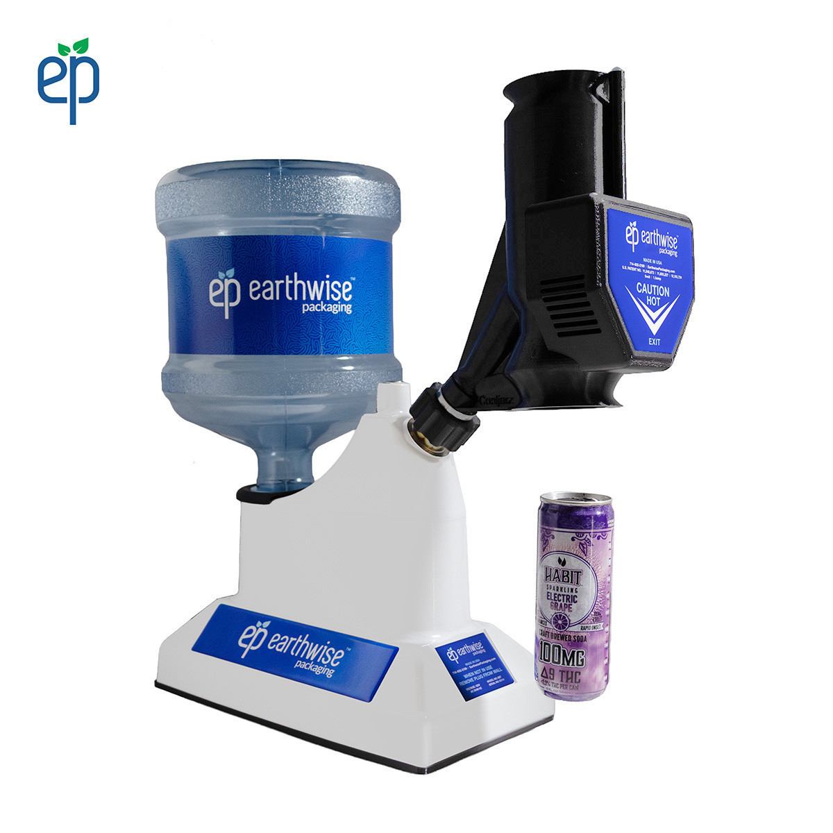 SST shrink sleeve machine with beverage can steam head attachment applying a shrink sleeve label to a can