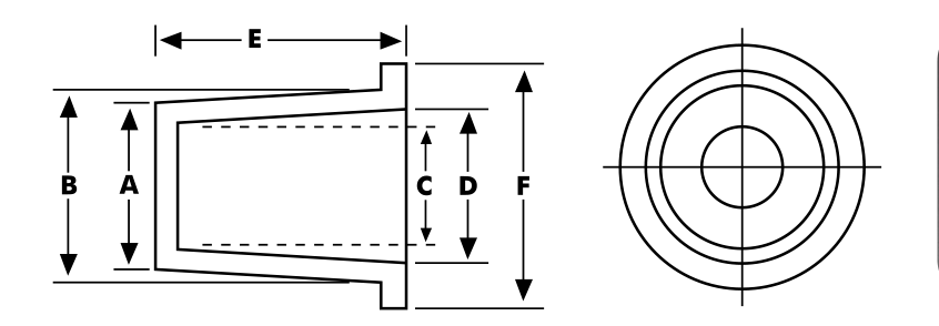 2054E Straight Standard Length Flanged Caps and Plugs 12.0/10.3mm dia.